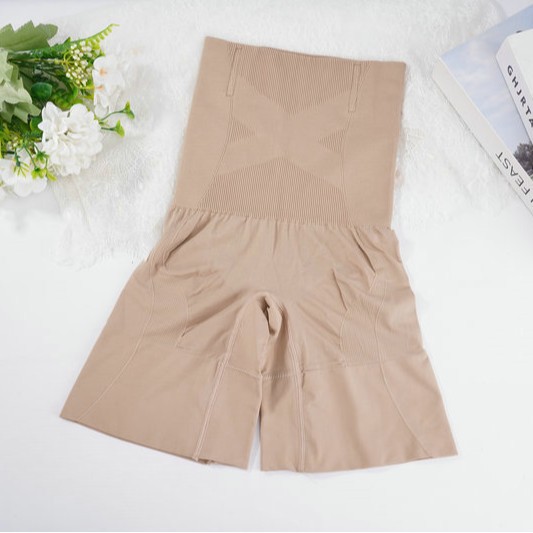 Cross-border high-waisted elastic shaping waist-shaping women's seamless anti-curling slimming and butt-lifting breathable inner shorts