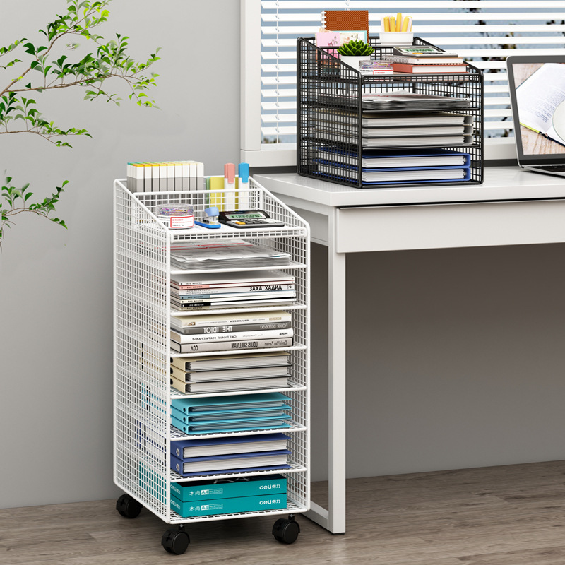 File Rack Floor-Standing Bookshelf Office Workstation Artifact Layered Storage Rack Removable Under-Desk Storage Cabinet Trolley