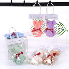 Coral Velvet Teddy Bear Towel Gift Box, Wedding Celebration Retail Gift, Opening Event Promotional Gift Wholesale Advertising Gift