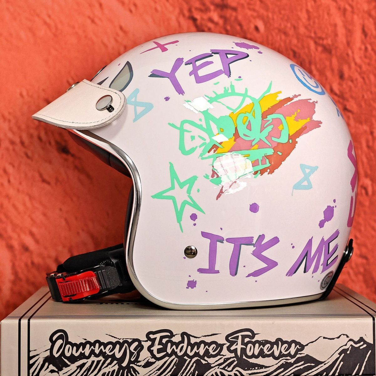 Taiwan JEF Retro 3/4 Motorcycle Helmet Men Women 3C