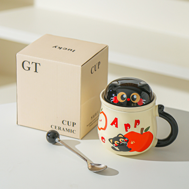 Fruta creativa gatos con tazas de fugas de té encantadoras caricaturas de alto valor de la cara de la taza de desayuno de leche doméstica taza de agua de oficina