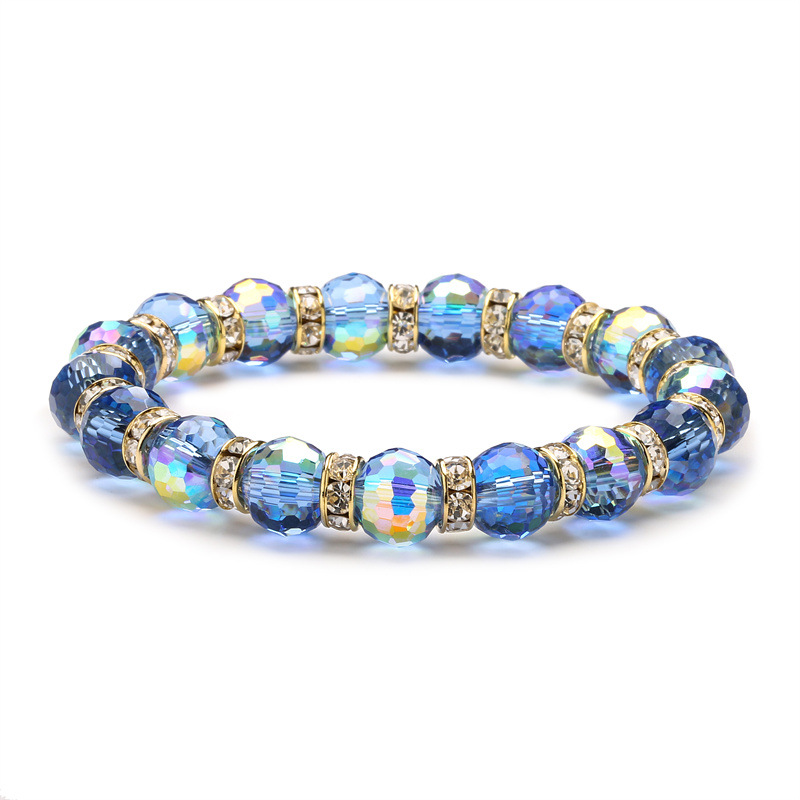 Estilo coreano Super brillante colorido cristal 96 granos de la tierra de la superficie 8/10MM corte de cristal multi-color pulsera de cuentas