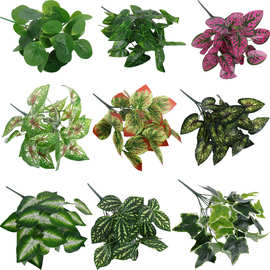 仿真绿植墙配件 地瓜绿萝过胶手感叶 隔断花箱盆栽工程装饰布置