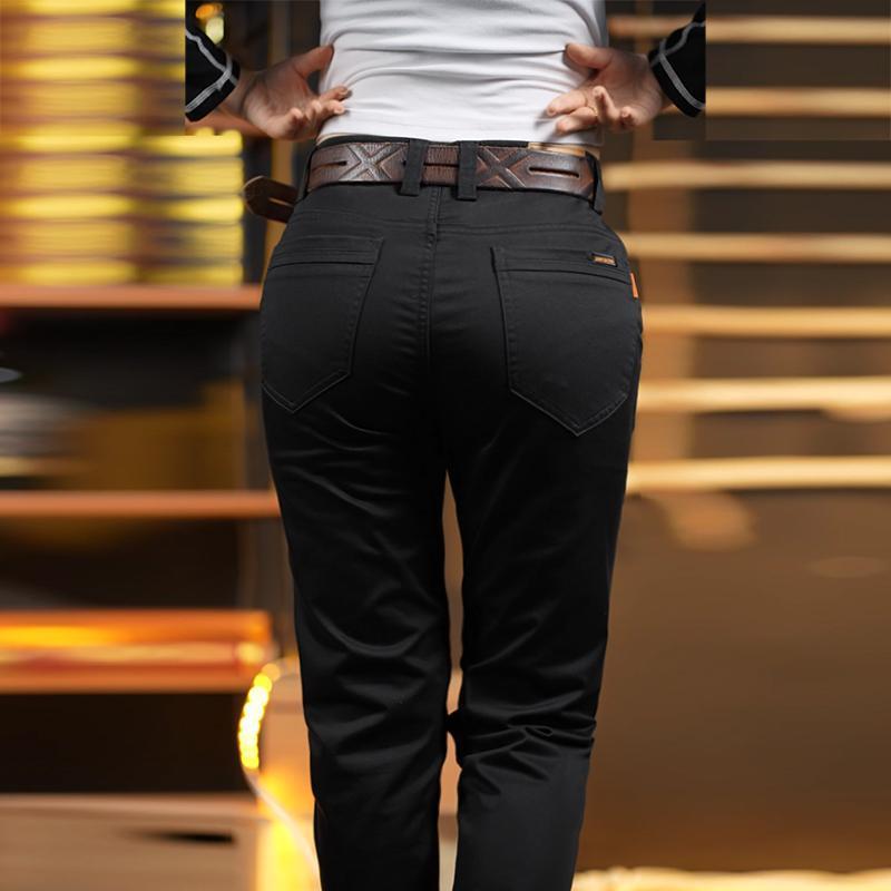 High-End Black Men's Casual Pants 2026 Spring and Autumn New Straight-Leg Trendy Business Trousers Spring and Autumn Style with Fleece