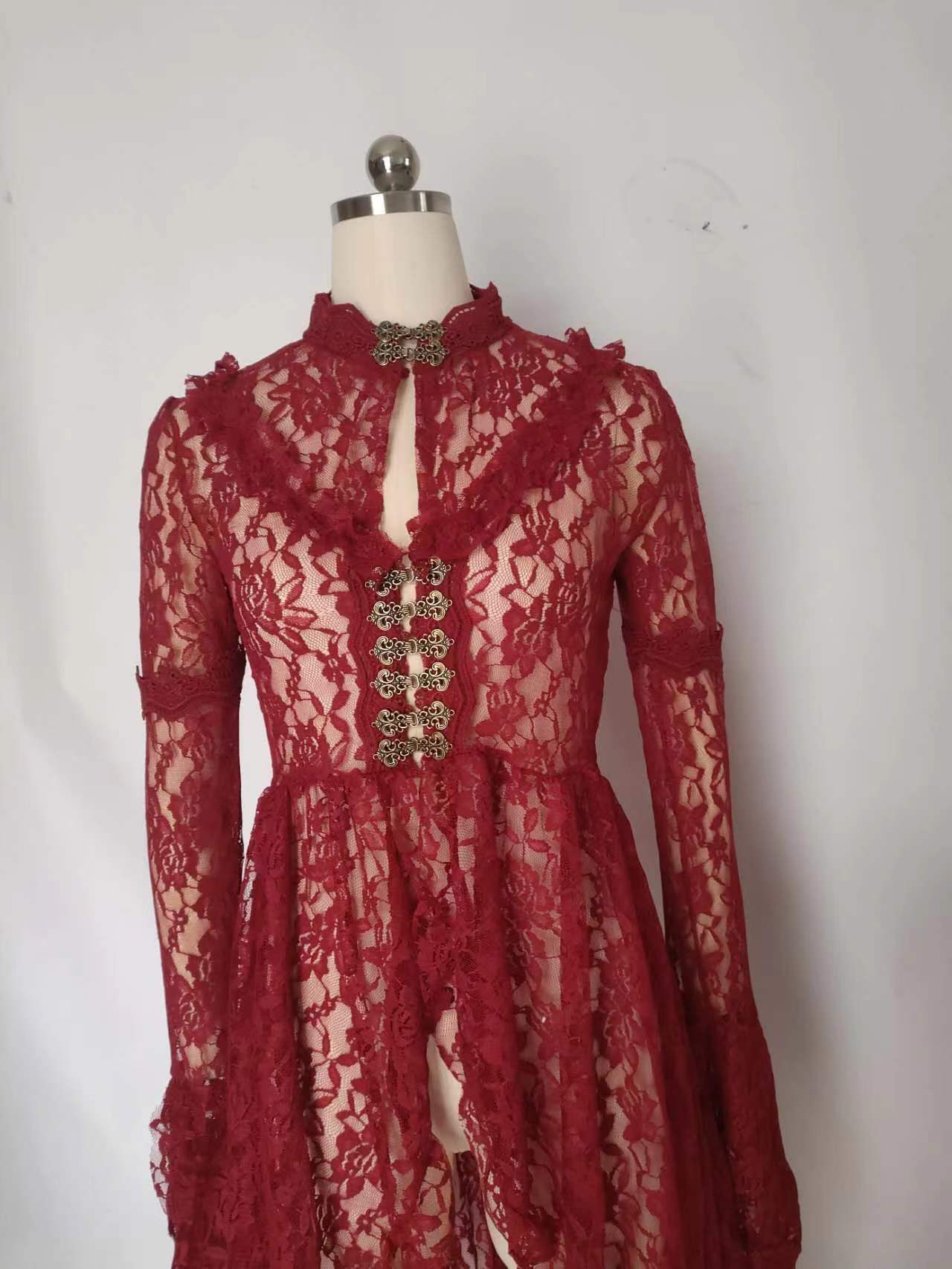 Abito medievale in pizzo per donna elegante costume da cerimonia_voghion.com