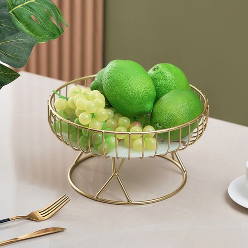 Nordic Light Luxury Glass Fruit Bowl Creative Living Room Home Fruit Basket Afternoon Tea Candy Dessert Stand Sweet Dish Plate