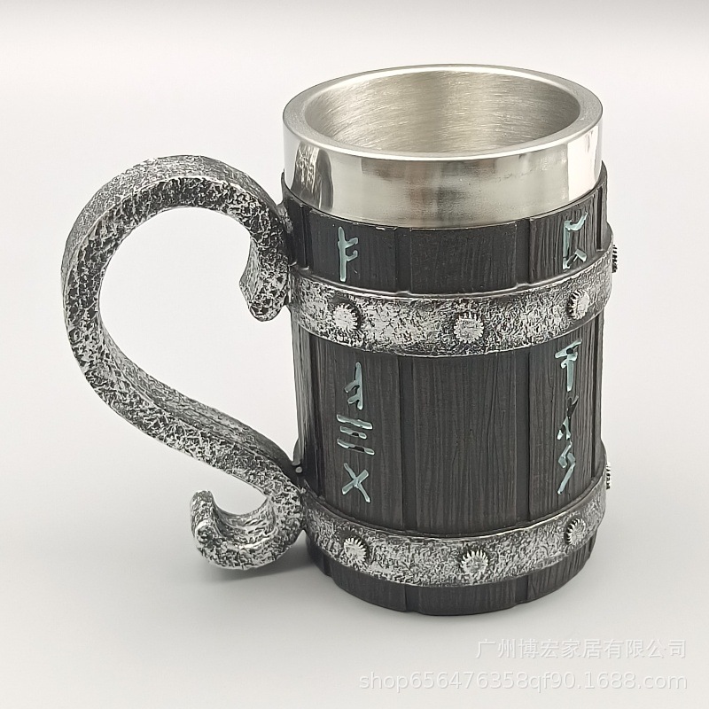 철 반지 대나무 맥주 잔