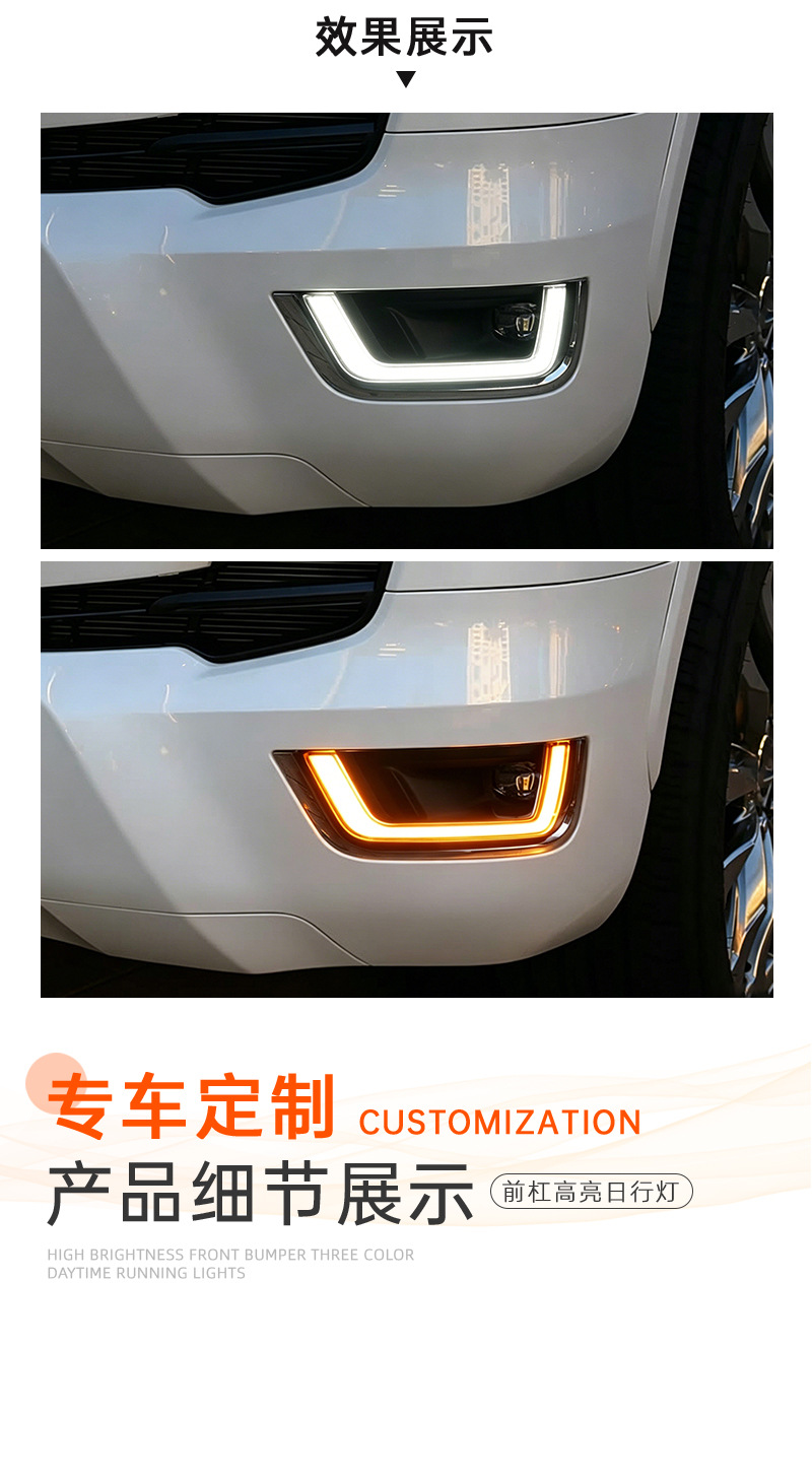 Suitable for 22 new Toyota Land Cruiser daytime running lights, Land Cruiser modified LED flowing turn signal front bumper fog lights