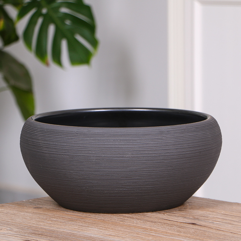 景德镇陶瓷鱼缸现代手工拉丝瓷盆乌龟缸睡莲荷花盆碗莲缸养金鱼盆