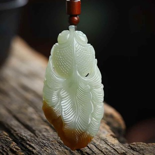 Natural Xinjiang Hotan Jade Jade Supply Chain and Sugar Material Old Material Qiao Sugar Color Jade Goldfish Pendant with Certificate