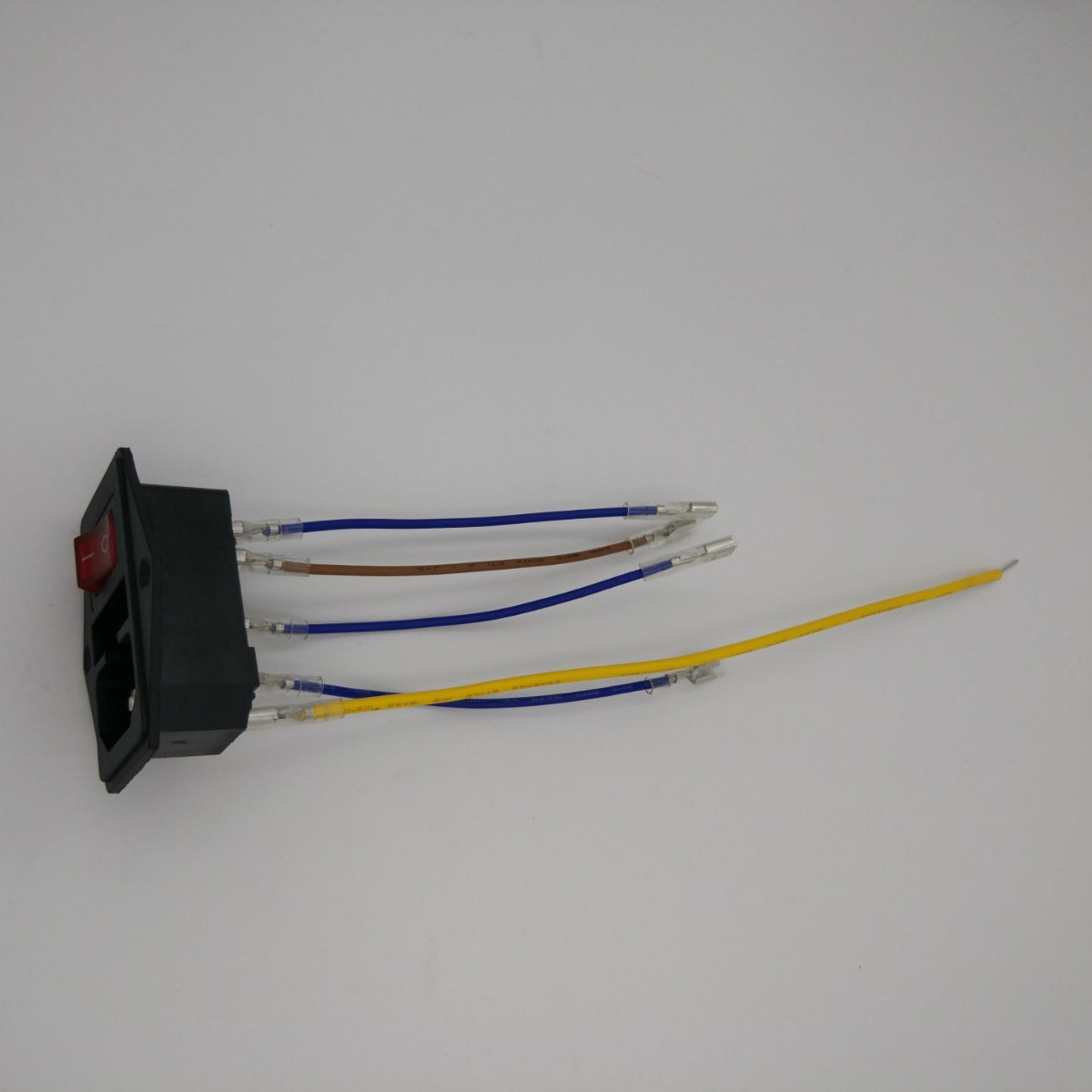 带开关带保险品字电源插座适用5*20保险丝红色带灯开关插簧线