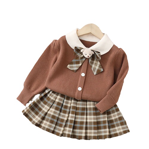 Children's sweater JK set  autumn new princess dress for girls, stylish two-piece set autumn children's clothing