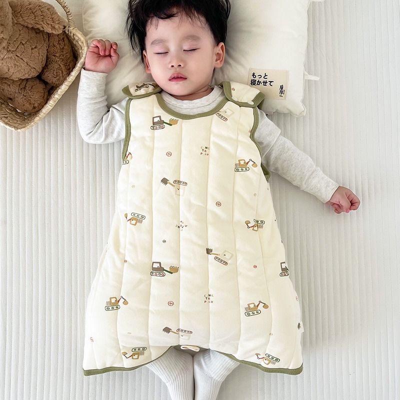 Winter Sleeveless Sleeping Bag Baby Warm Anti-Kick Quilt Vest Style Thickeneded Quilted One-Piece Kidsren's Vest Belly Protection Pajamas