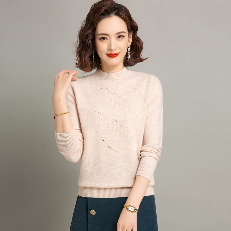 Brand Versatile Cashmere Knitwear, Stylish Half Turtleneck Knitwear for Women, 2025 Autumn and Winter Inner Thickeneded Cashmere Bottoming Shirt