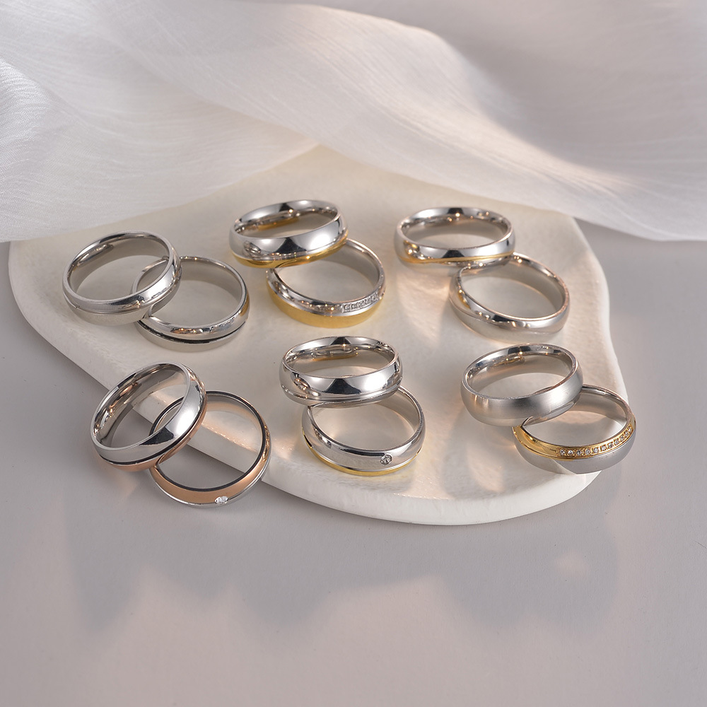 8g Weight Vacuum Plating Gold Plating Process Wholesale Jewelry Simple Style Geometric Color Block 201 Stainless Steel Rhinestones Gold Plated Plating Inlay Rings