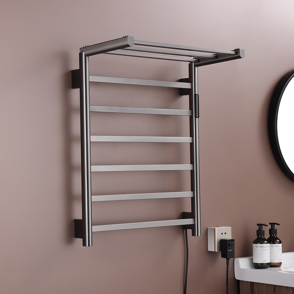 Plegable multifuncional toallero simple abierto-montado pantalla táctil de calefacción eléctrica acero inoxidable 304 Barra de Toalla baño