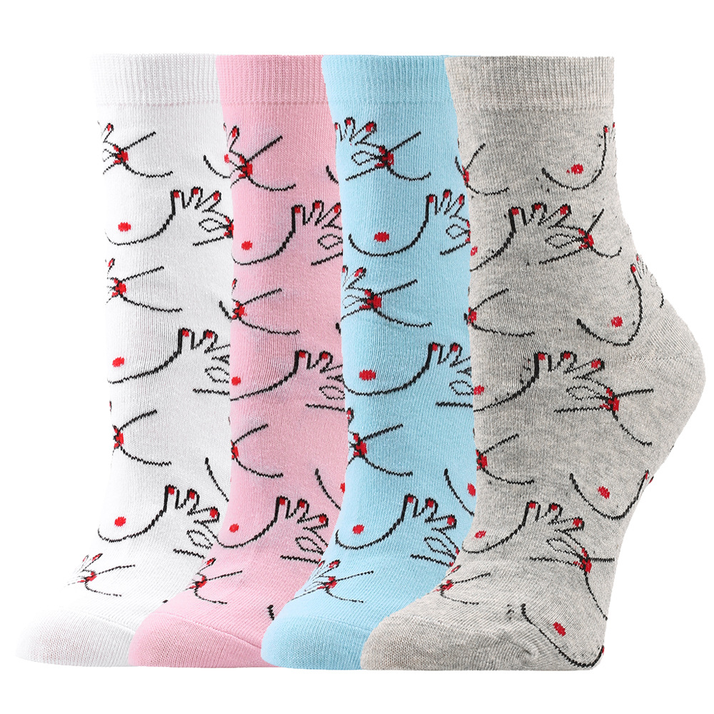 Women's Fashion Hand Cotton Blending Jacquard Crew Socks A Pair display picture 4