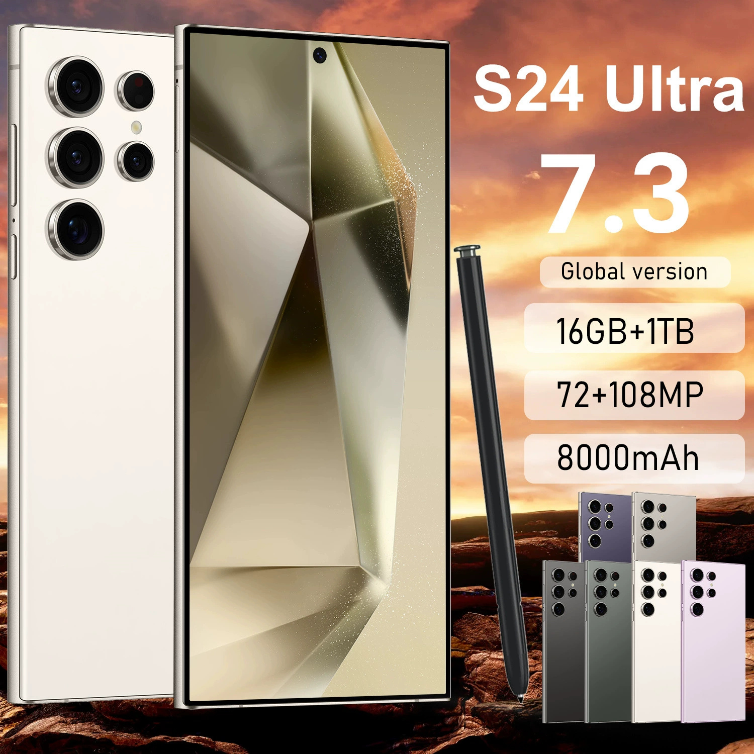 Умный мобильный телефон, 2024 год, (Граница торговли), 7.3 дюйма, Android