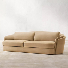 美式RH家具三人弧形輕奢沙發家用客廳現代簡約亞麻布藝大平層沙發