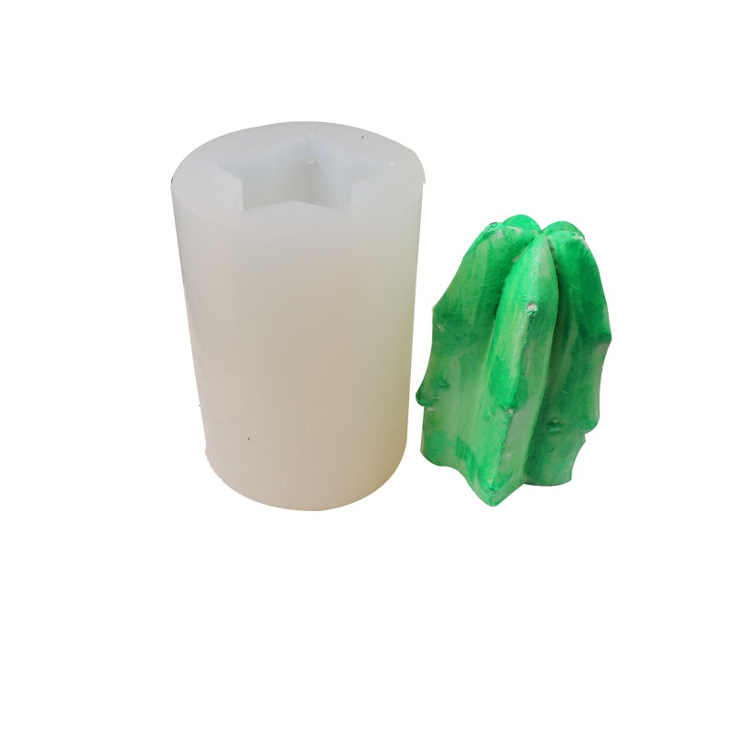 Simulación 3D molde de silicona cactus aromaterapia molde de yeso para hornear cactus columna DIY molde de la torta de la vela