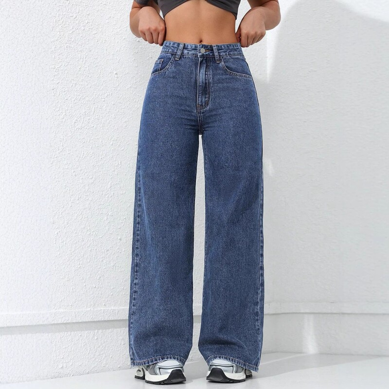 American-Style Wide-Leg Jeans for Women, 2026 New Trendy Brand Retro Loose Slimming Straight-Leg Floor-Length Denim Pants