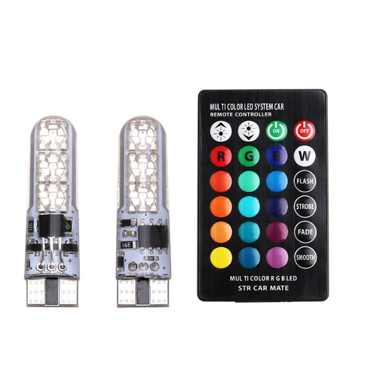 RGB-автомобильная подсветка широкая светлая T10 силикон 5050-6smd автомобильные светодиоды яркие небольшие фонари, номерной знак