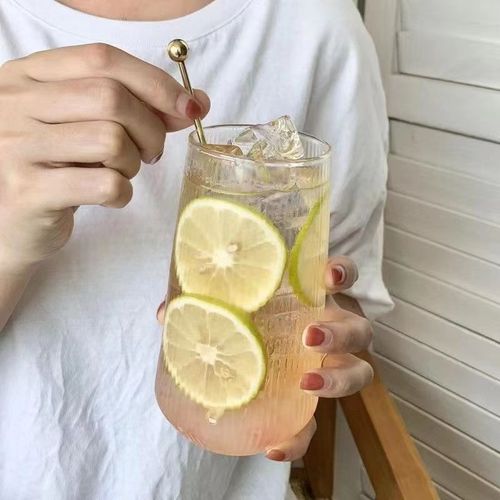 Cross-border home vertical striped milk cup transparent large capacity single-layer cup high borosilicate glass cup, heat-resistant glass cup
