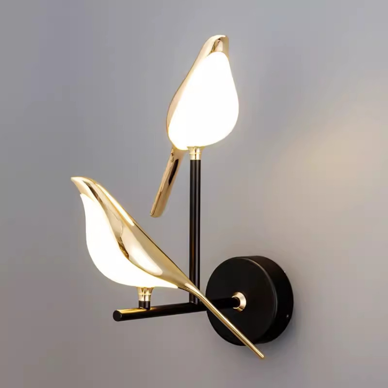 Creativo pájaro lámpara de pared dormitorio cabecera sala de estar pared moderna simple nórdica lujosa escalera de pasillo porche lámpara de pared