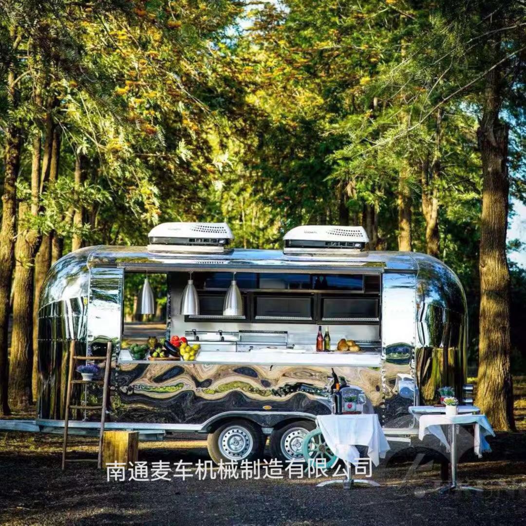 外贸出口拖挂外卖餐车 铁板烧小吃车早餐车麦车工厂餐车房车