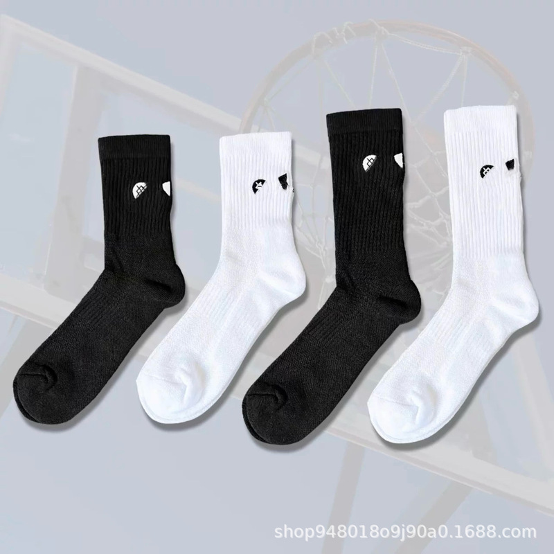 Cross-Border Trade U&A Basketball Casual Socks Embroidered American Style Mid-Length Towel Bottom Thickened Elite Sports Socks