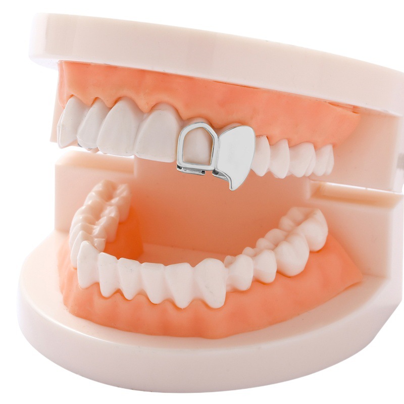 Europea y americana transfronteriza hip hop tirantes dos hueco puntiagudo hip hop chapado en oro tirantes accesorios de maquillaje joyería de Halloween