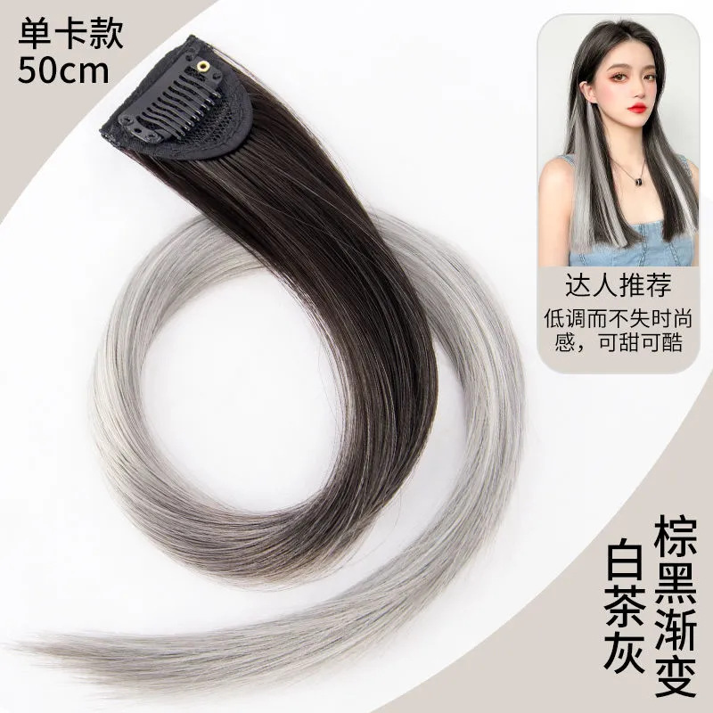 Gradiente orejas colgantes pelucón mujer verano pinch pelucón de color cabello largo extensión de cabello falso cabello colgante teñido pelucón