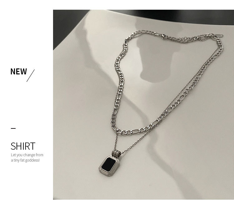 PVD Coated Gold Plating Process Vacuum Plating Real Gold Plated 18K Gold Gold Plating Silver Plated Geometric 304 Stainless Steel Fashion Waterproof Non Tarnish Titanium Steel Layered Necklaces