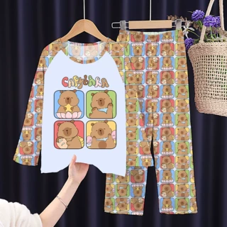 东南亚春夏季新款儿童家居服男女童睡衣套装袖长裤薄款空调服批发