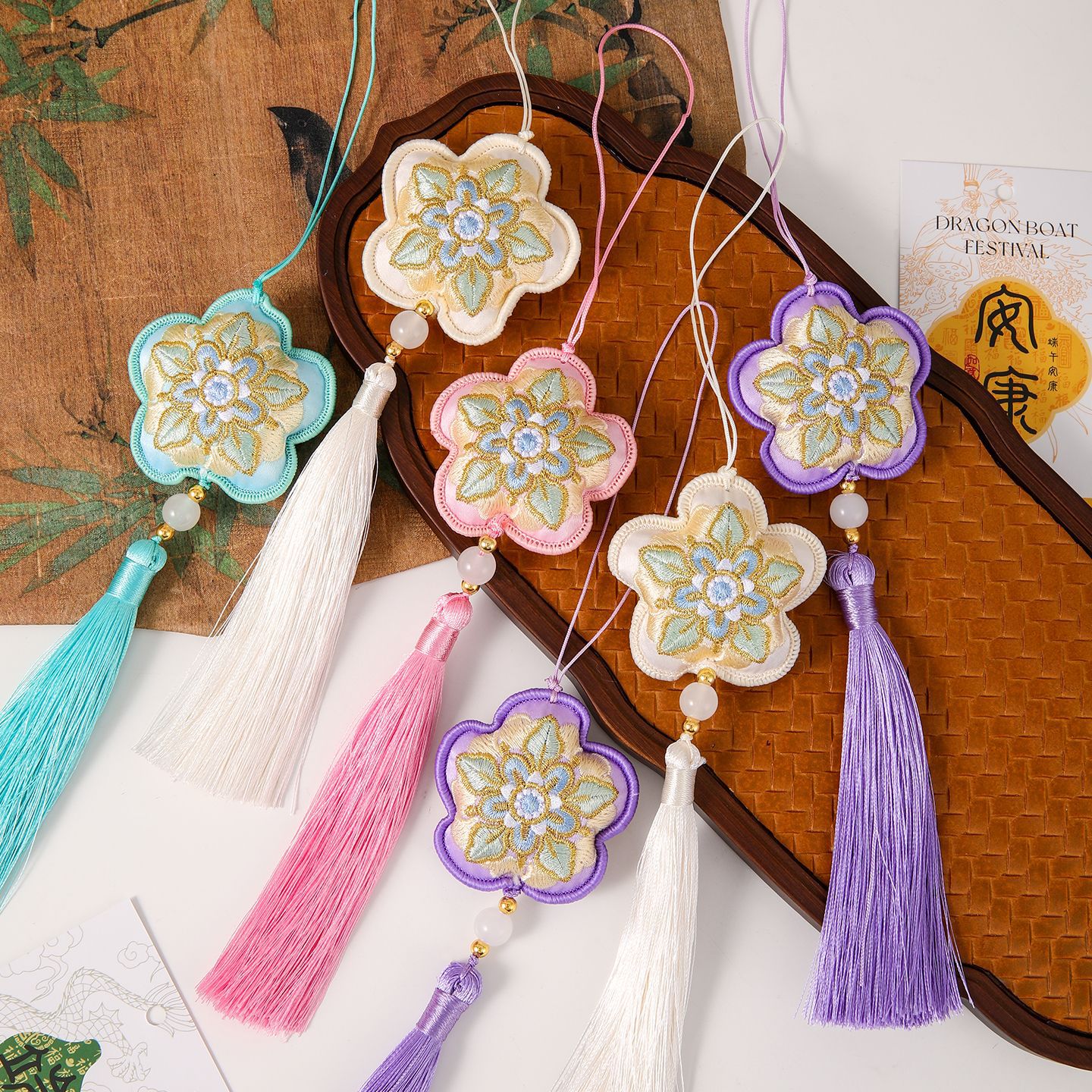 Festival del Dragón cuerdas colgantes de bendición colgantes de transporte decoración de estilo nacional pequeños regalos bolsas de incienso hechas a mano al por mayor estilo de moda nacional