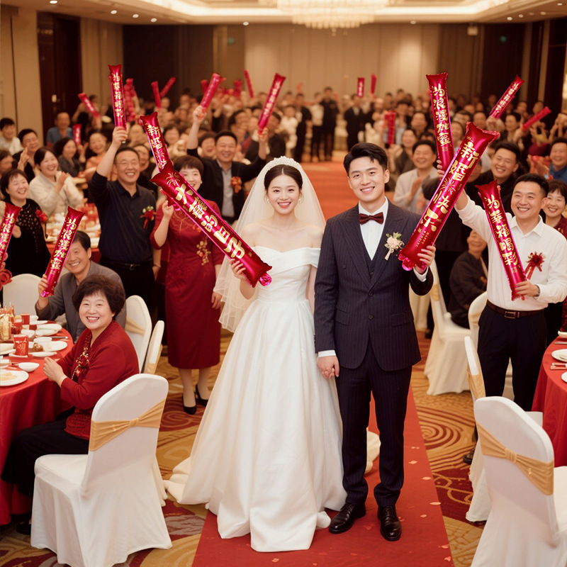 结婚手拿充气加油棒晨袍接亲气氛助威新娘伴娘婚礼氛围感拍照道具|undefined