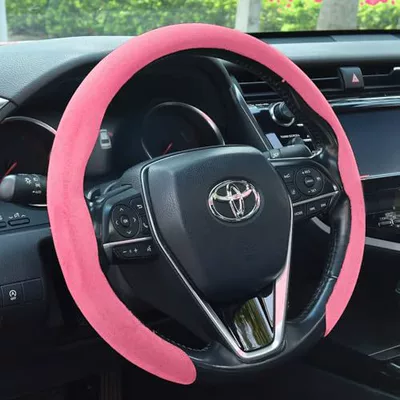 sweat-absorbent, non-slip, wear-resistant, interior modification: Steering wheel cover - 5d-suede-fabric-pink-38cm