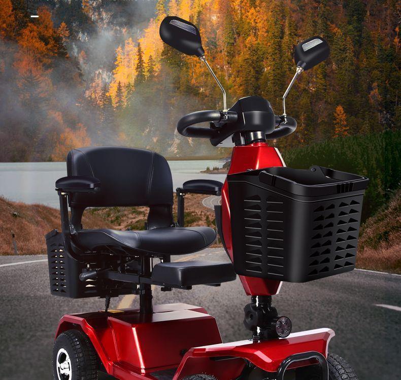 Electric Four-Wheel Scooter for the Elderly, Small Household Folding Mobility Aid Vehicle, Gift for the Back-To-School Season
