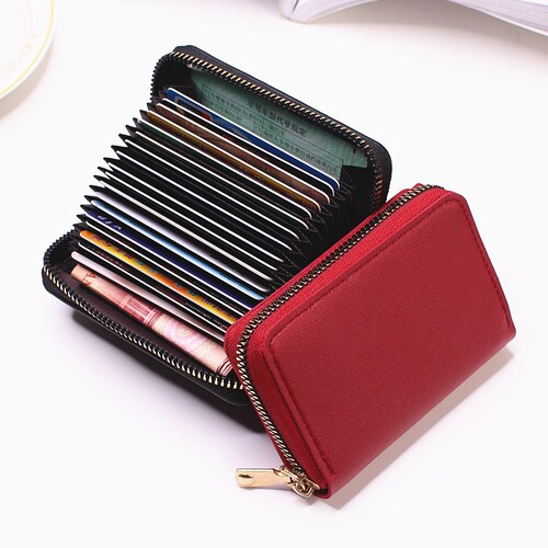 New card holder coin purse women's compact large capacity multi-card slot card holder ultra-thin simple solid color men's driver's license