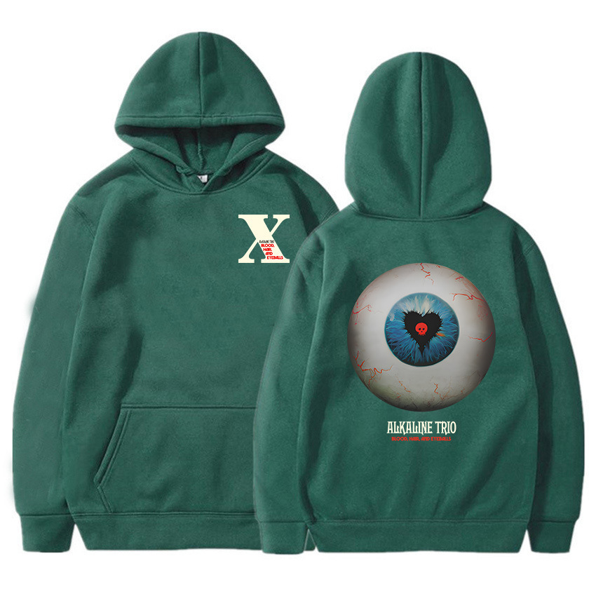 Band Alkaline Trio Print Hoodie Blood Hair Eyeballs Tour