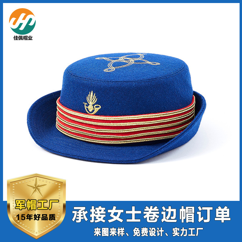 Woolen Policewoman Crimp cap Flanging cap lady Cap Law enforcement Millinery