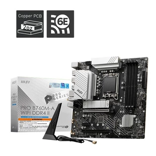 Материнская плата MSI PRO B760M-A WIFI DDR4 II, совместима с процессорами 13600KF/13400F