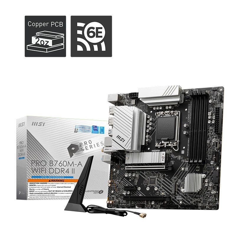 Материнская плата MSI PRO B760M-A WIFI DDR4 II, совместима с процессорами 13600KF/13400F