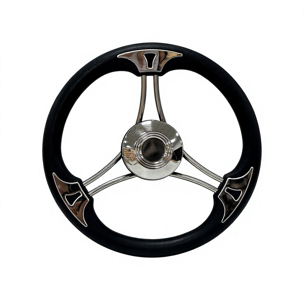 Three-spoke stainless steel 304 foam soft-grip ship steering wheel, yacht rudder wheel, marine steering wheel