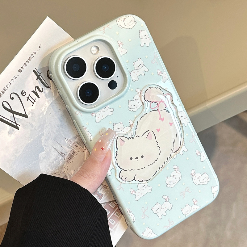少女心卡通适用苹果16promax手机壳iphone17立体猫咪15全包13防摔|undefined