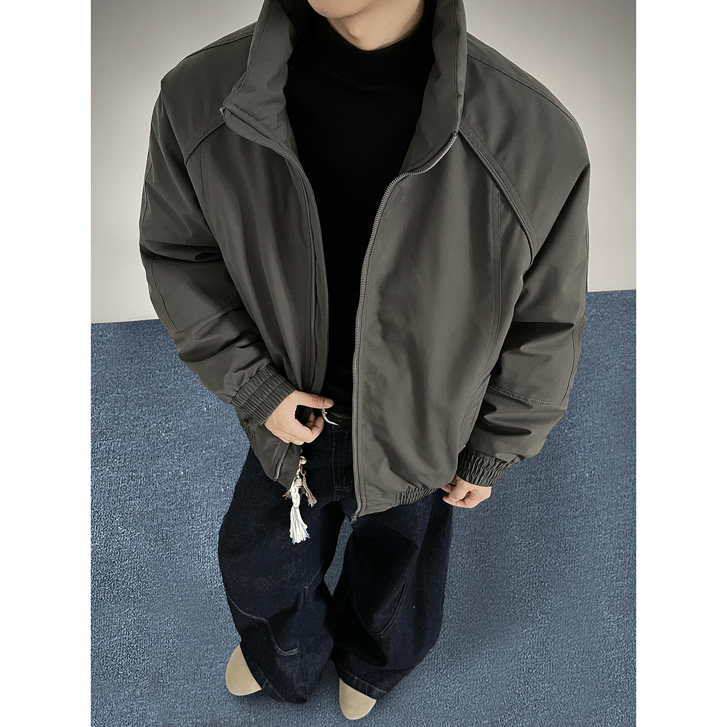 2025冬季新款男士立领棉服男式棉衣男式外套工装建议纯色薄款棉服