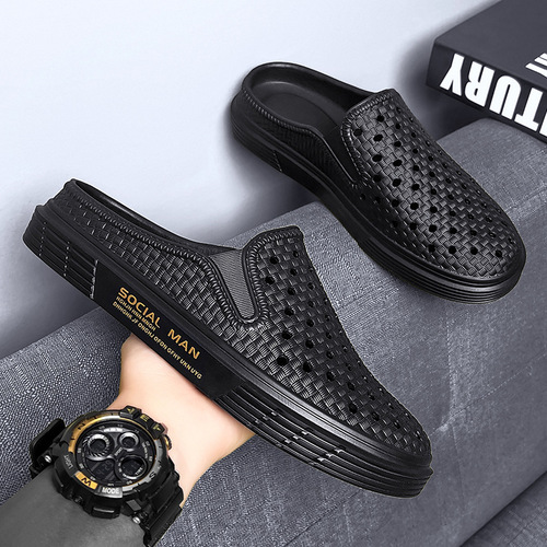 New men's shoes, slippers, holes, casual and fashionable outdoor sports sandals, slippers, lazy half slippers