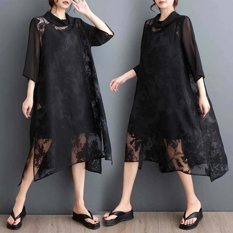 透け感 夏  F 大きいサイズ ワンピース