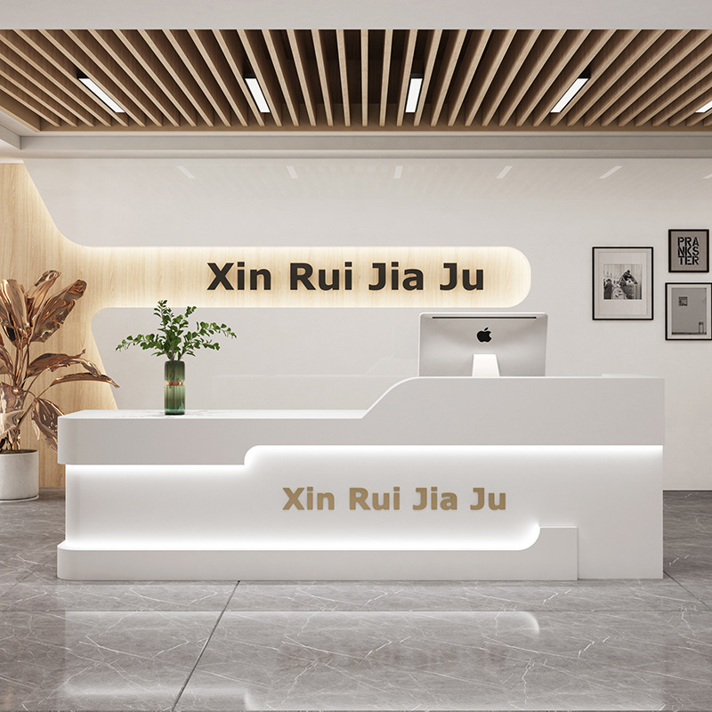 北欧简约现代美容院吧台服装店理发店收银台公司前台接待台办公桌