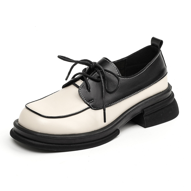 Thick soled loafers for women in spring 2024, versatile British small leather shoes with just one kick, JK single shoes, oversized women's shoes 41-43
